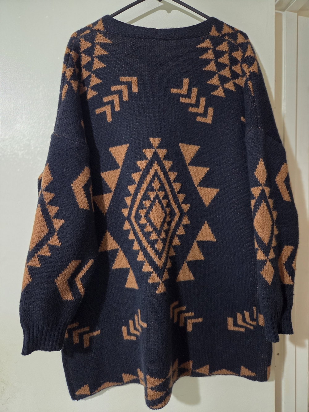NWOT Baltic Born Navy Cardigan with Brown Aztec Accents - Picture 7 of 11